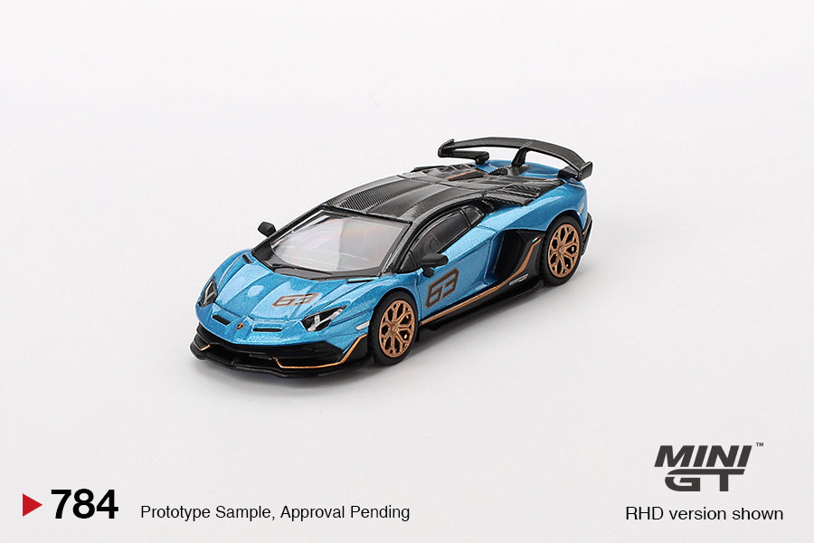 MINI GT Lamborghini Aventador SVJ 63 Blu Aegir LHD RHD 784 1 64 MGT00784