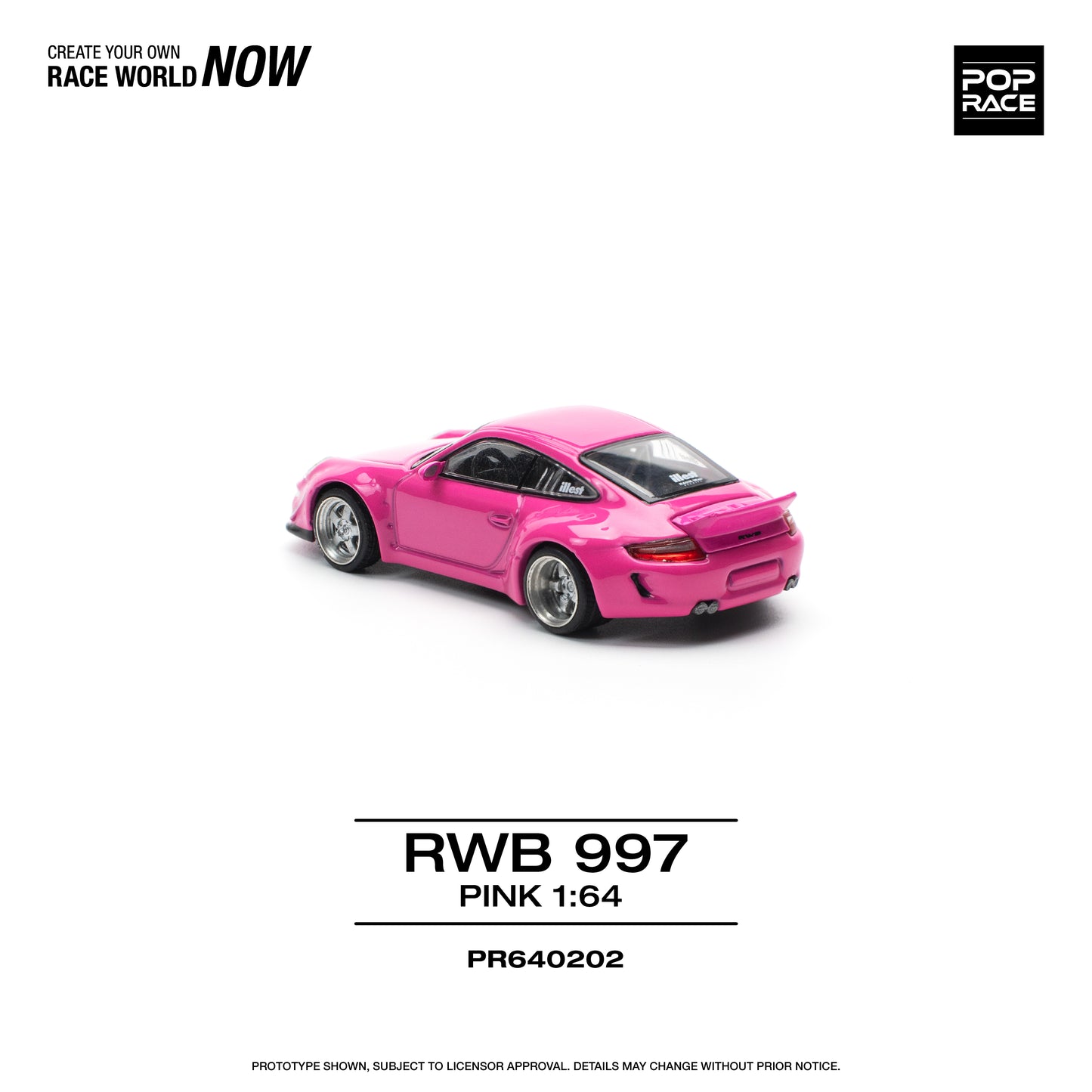 POP RACE RWB Porsche 997 - Pink 1:64 - PR640202