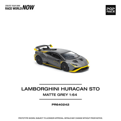 POP RACE Lamborghini Huracan STO Matte Grey 1:64 - PR640242