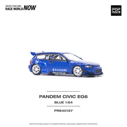 POP RACE Pandem Honda Civic EG6 v1.5 Metallic Blue 1:64 - PR640127