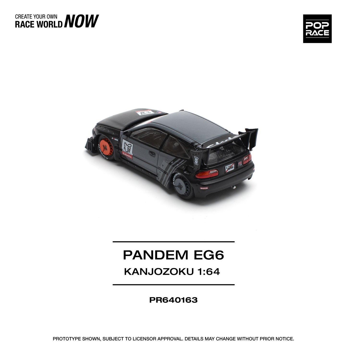 POP RACE Pandem Honda Civic EG6 "KANJOZOKU" 1:64 - PR640163