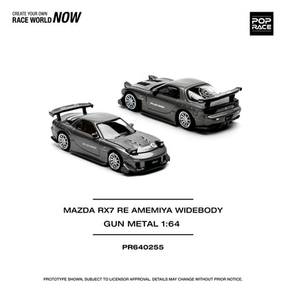 POP RACE Mazda RX7 Re-Amemiya - Gun Metal 1:64 - PR640255