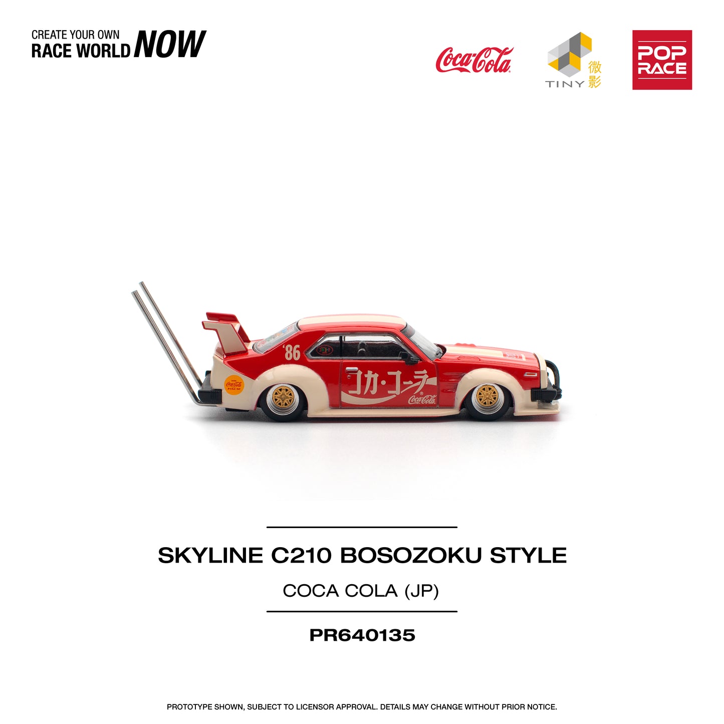 POP RACE Nissan Skyline C210 KAIDO Racer Bosozuku Style Coca Cola (JP) 1:64 - PR640135