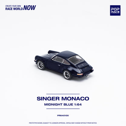 POP RACE Porsche Singer Monaco Midnight Blue 1:64 - PR640100