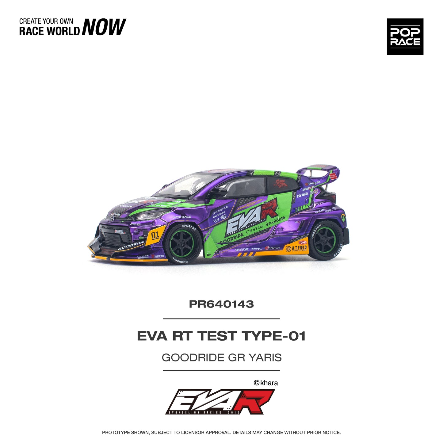 POP RACE PANDEM EVA Evangelion RT Test Type 01 Goodride Motorsport Toyota GR Yaris 1:64 - PR640143