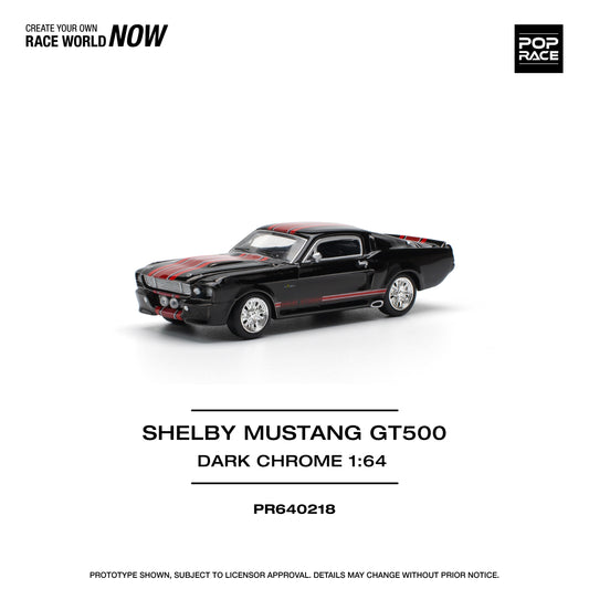 POP RACE Shelby Ford Mustang GT500 Dark Chrome 1:64 - PR640218