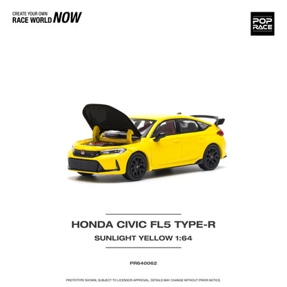 POP RACE Honda Civic FL5 TYPE-R Sunlight Yellow 1:64 - PR640062