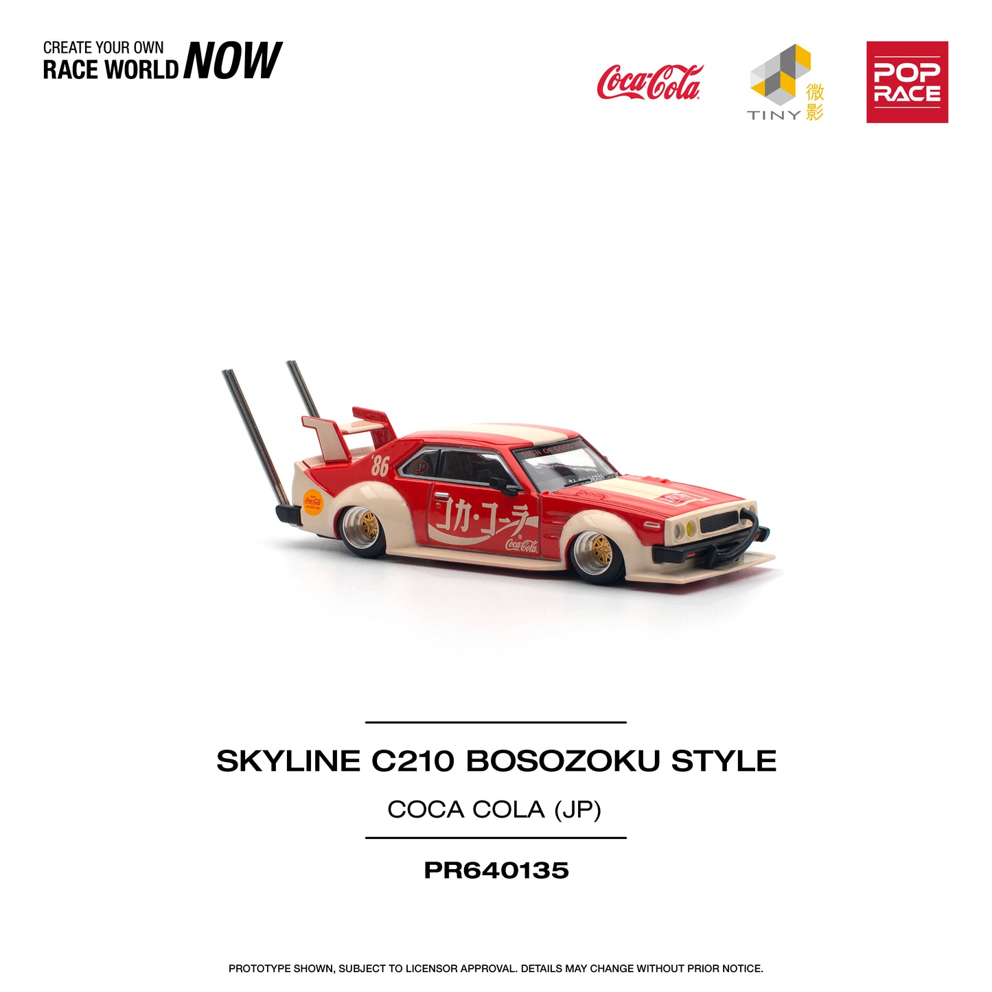 POP RACE Nissan Skyline C210 KAIDO Racer Bosozuku Style Coca Cola (JP) 1:64 - PR640135