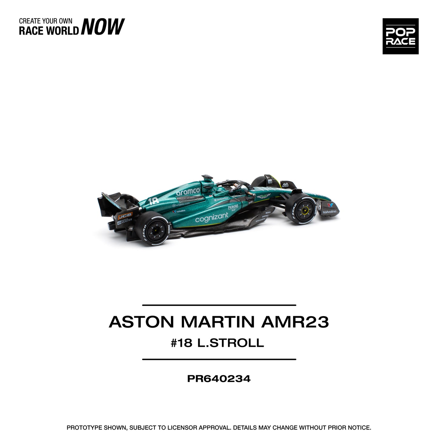 POP RACE Aston Martin AMR23 F1 #18 Lance Stroll 1:64 - PR640234