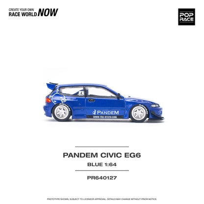 POP RACE Pandem Honda Civic EG6 v1.5 Metallic Blue 1:64 - PR640127