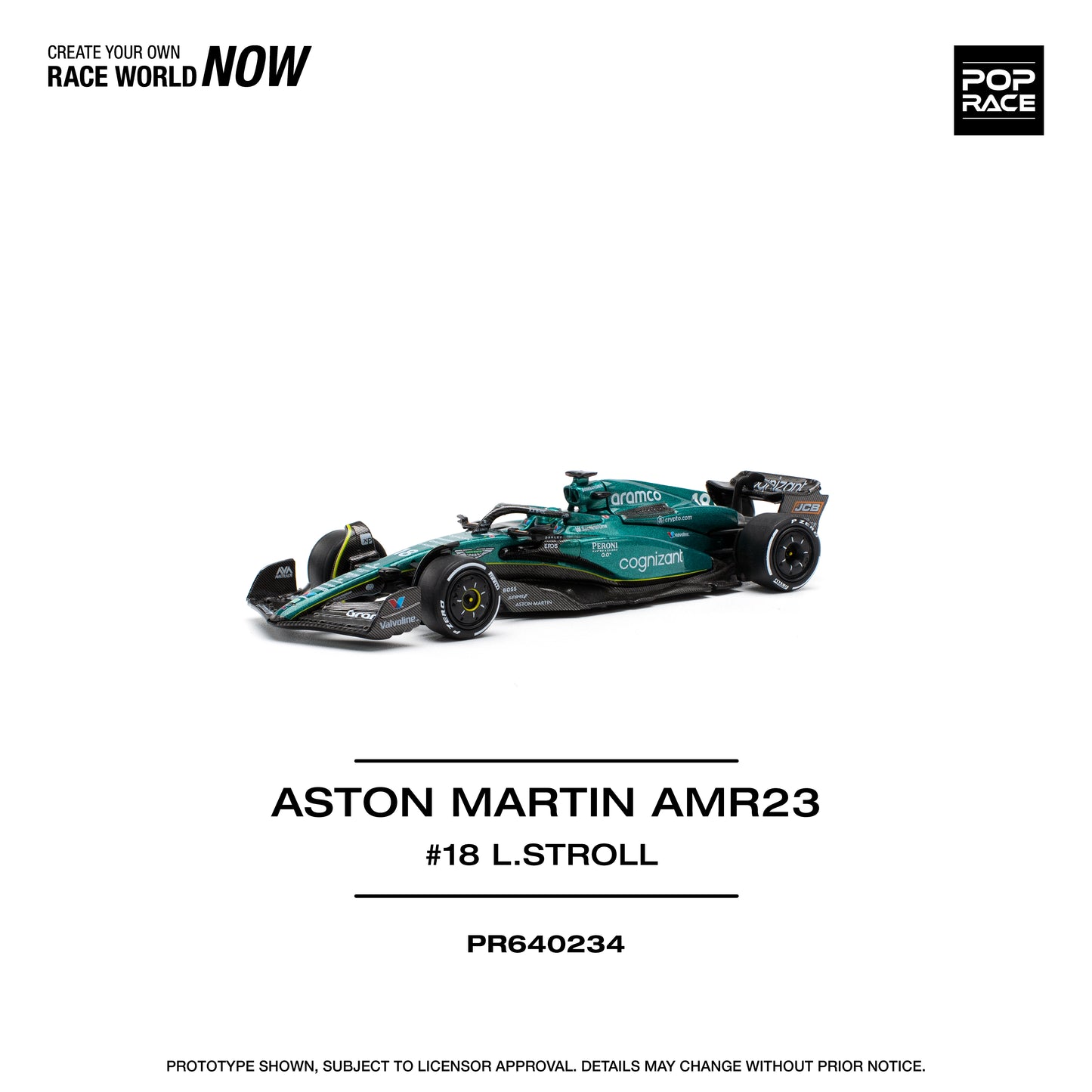 POP RACE Aston Martin AMR23 F1 #18 Lance Stroll 1:64 - PR640234