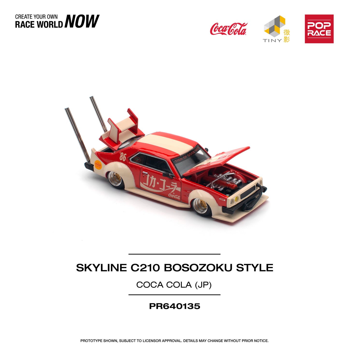 POP RACE Nissan Skyline C210 KAIDO Racer Bosozuku Style Coca Cola (JP) 1:64 - PR640135