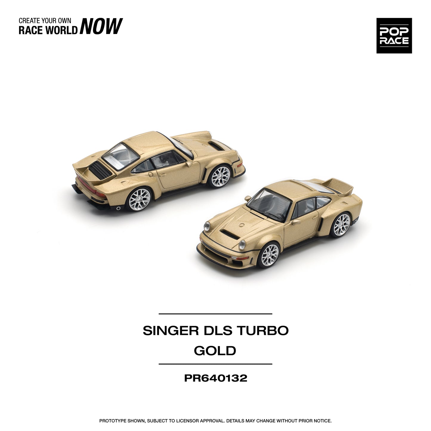 POP RACE Porsche Singer DLS Turbo (Road) Gold 1:64 - PR640132