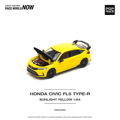 POP RACE Honda Civic FL5 TYPE-R Sunlight Yellow 1:64 - PR640062