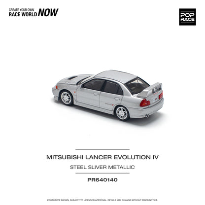 POP RACE Mitsubishi Lancer Evolution IV Steel Silver 1:64 - PR640140