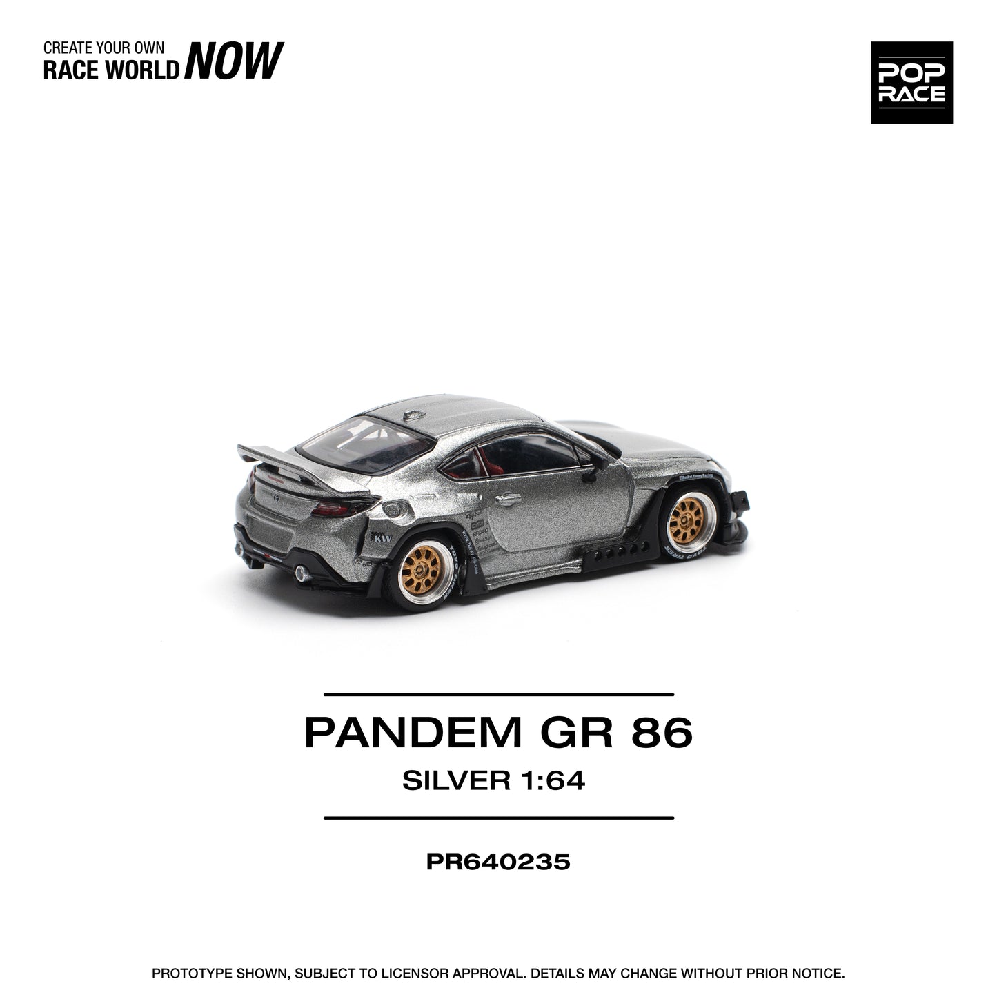 POP RACE Pandem Toyota GR86 - Silver 1:64 - PR640235