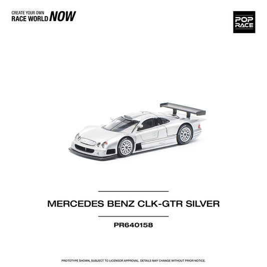 POP RACE Mercedes Benz AMG CLK GTR - Silver 1:64 - PR640158