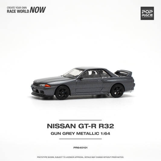 POP RACE Nissan Skyline GT-R R32 Gun Grey Metallic 1:64 - PR640101