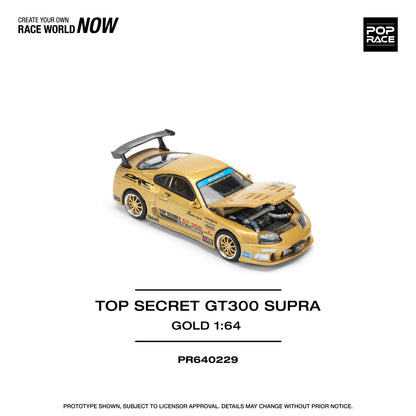 POP RACE Top Secret GT300 Toyota Supra - Gold 1:64 - PR640229