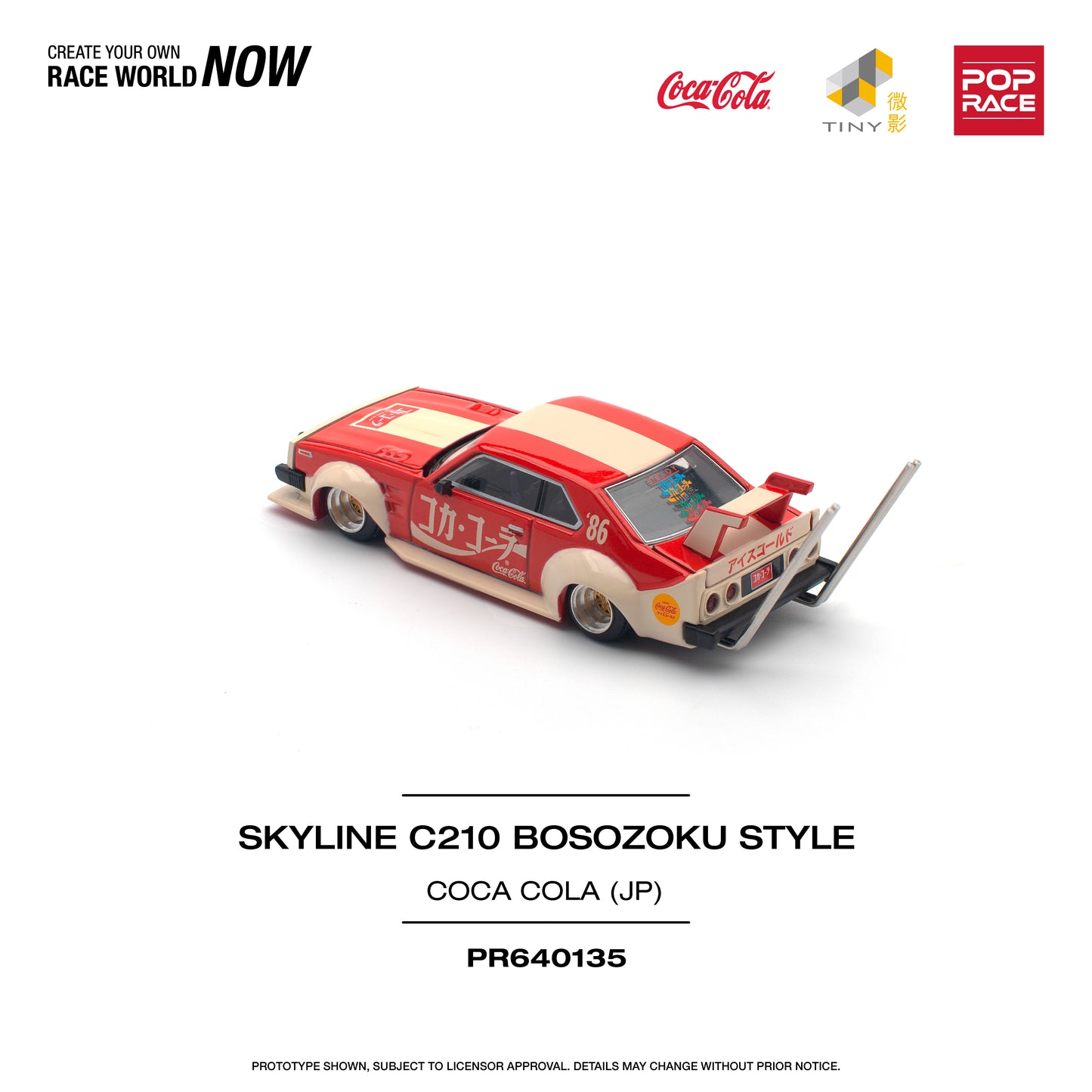 POP RACE Nissan Skyline C210 KAIDO Racer Bosozuku Style Coca Cola (JP) 1:64 - PR640135