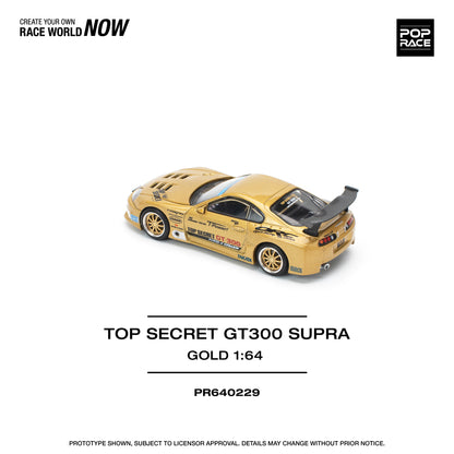 POP RACE Top Secret GT300 Toyota Supra - Gold 1:64 - PR640229