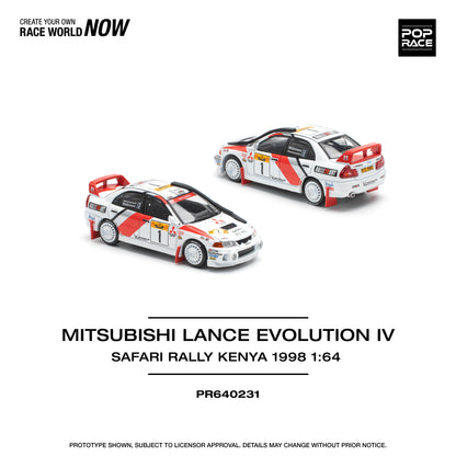 POP RACE Mitsubishi Lancer Evolution IV Safari Rally Kenya 1998 1:64 - PR640231