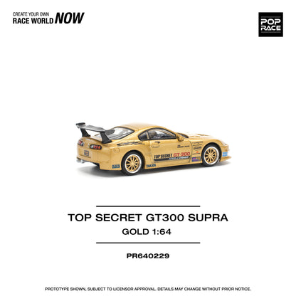 POP RACE Top Secret GT300 Toyota Supra - Gold 1:64 - PR640229