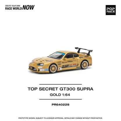 POP RACE Top Secret GT300 Toyota Supra - Gold 1:64 - PR640229