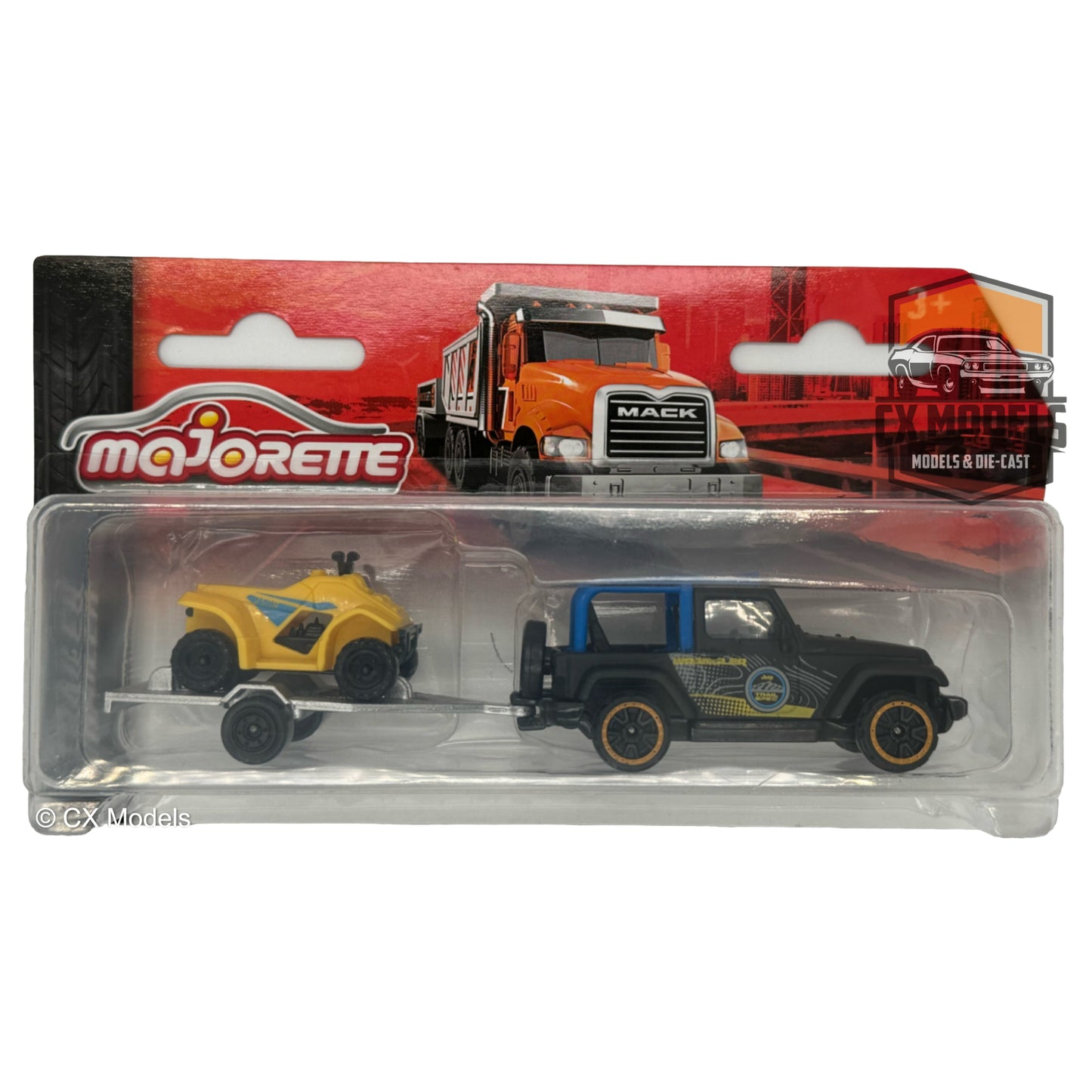 MAJORETTE Trailer Edition - Jeep Wrangler + Trailer & Quad Bike 1:64