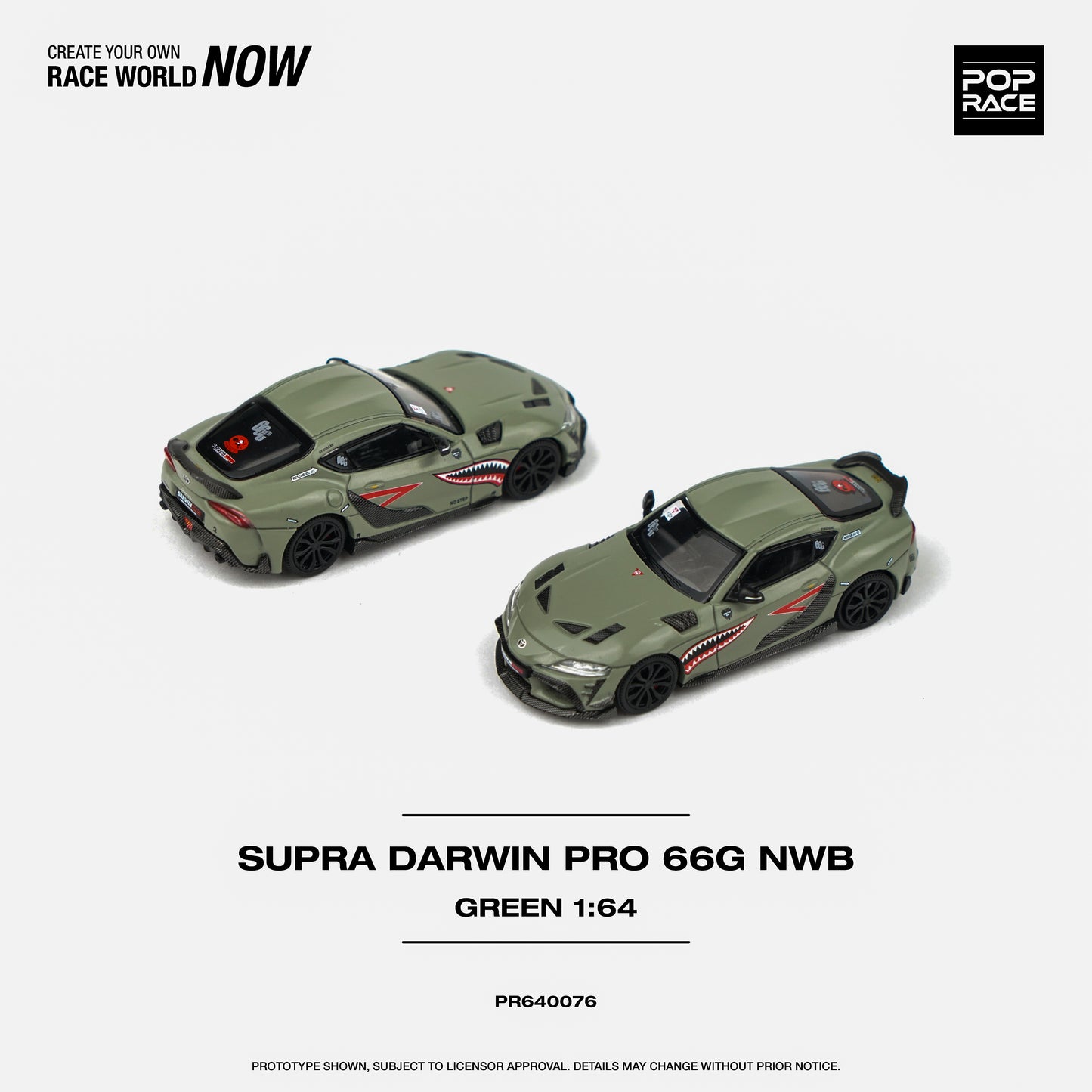 POP RACE Darwin Pro 66G NWB Toyota Supra A90 Green 1:64 - PR640076