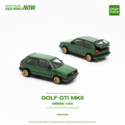 POP RACE Volkswagen Golf GTI MKII Oak Green 1:64 - PR640099