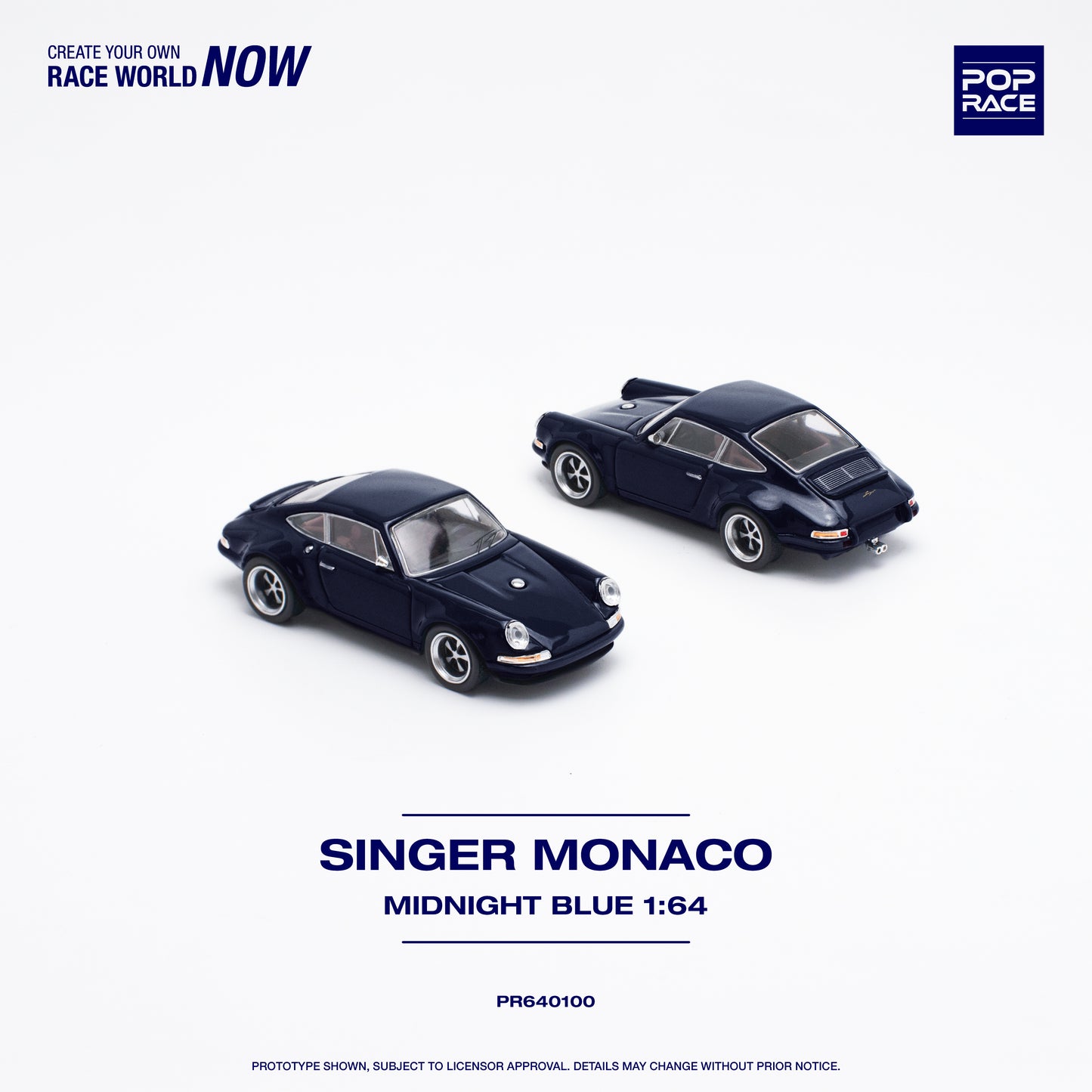 POP RACE Porsche Singer Monaco Midnight Blue 1:64 - PR640100