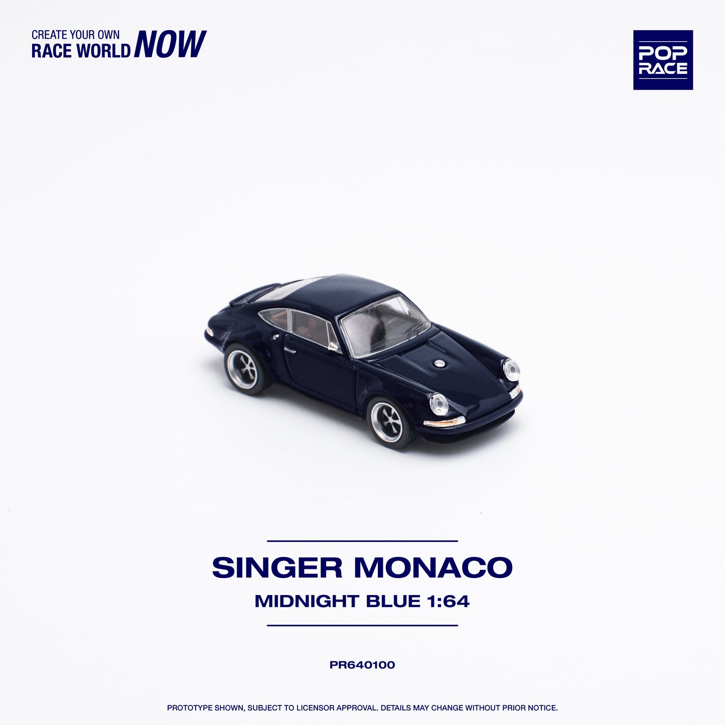 POP RACE Porsche Singer Monaco Midnight Blue 1:64 - PR640100