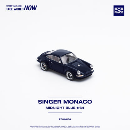 POP RACE Porsche Singer Monaco Midnight Blue 1:64 - PR640100