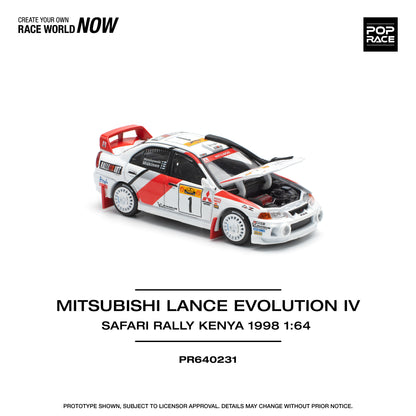 POP RACE Mitsubishi Lancer Evolution IV Safari Rally Kenya 1998 1:64 - PR640231