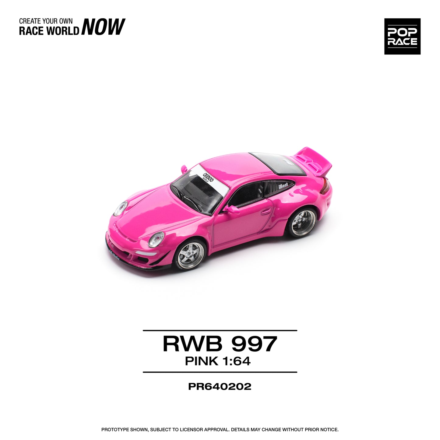 POP RACE RWB Porsche 997 - Pink 1:64 - PR640202