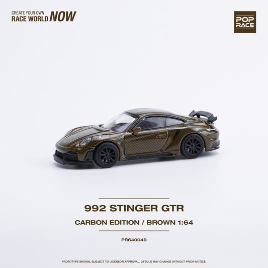 POP RACE Porsche Stinger 992 GTR Carbon Edition Brown 1:64 - PR640049