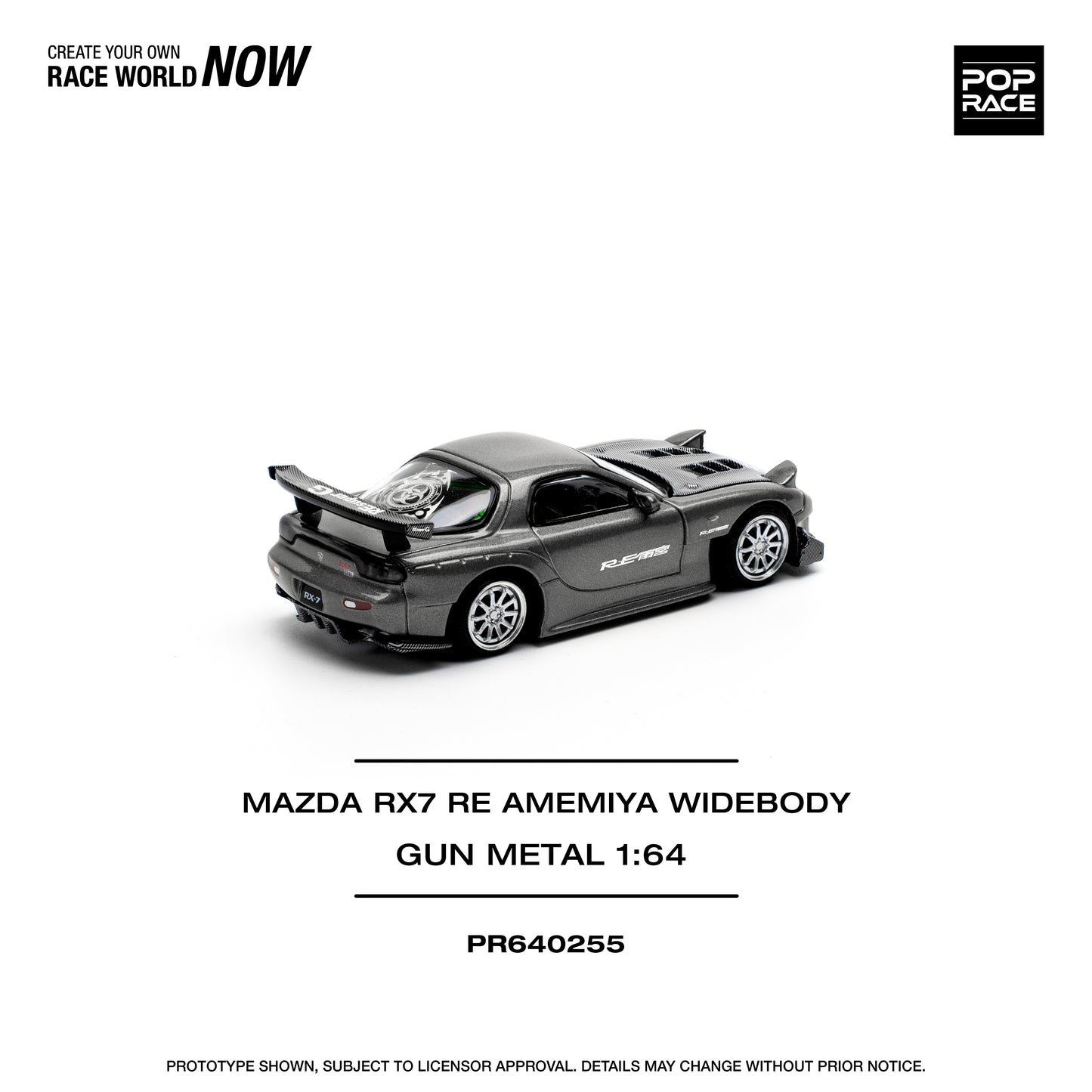 POP RACE Mazda RX7 Re-Amemiya - Gun Metal 1:64 - PR640255