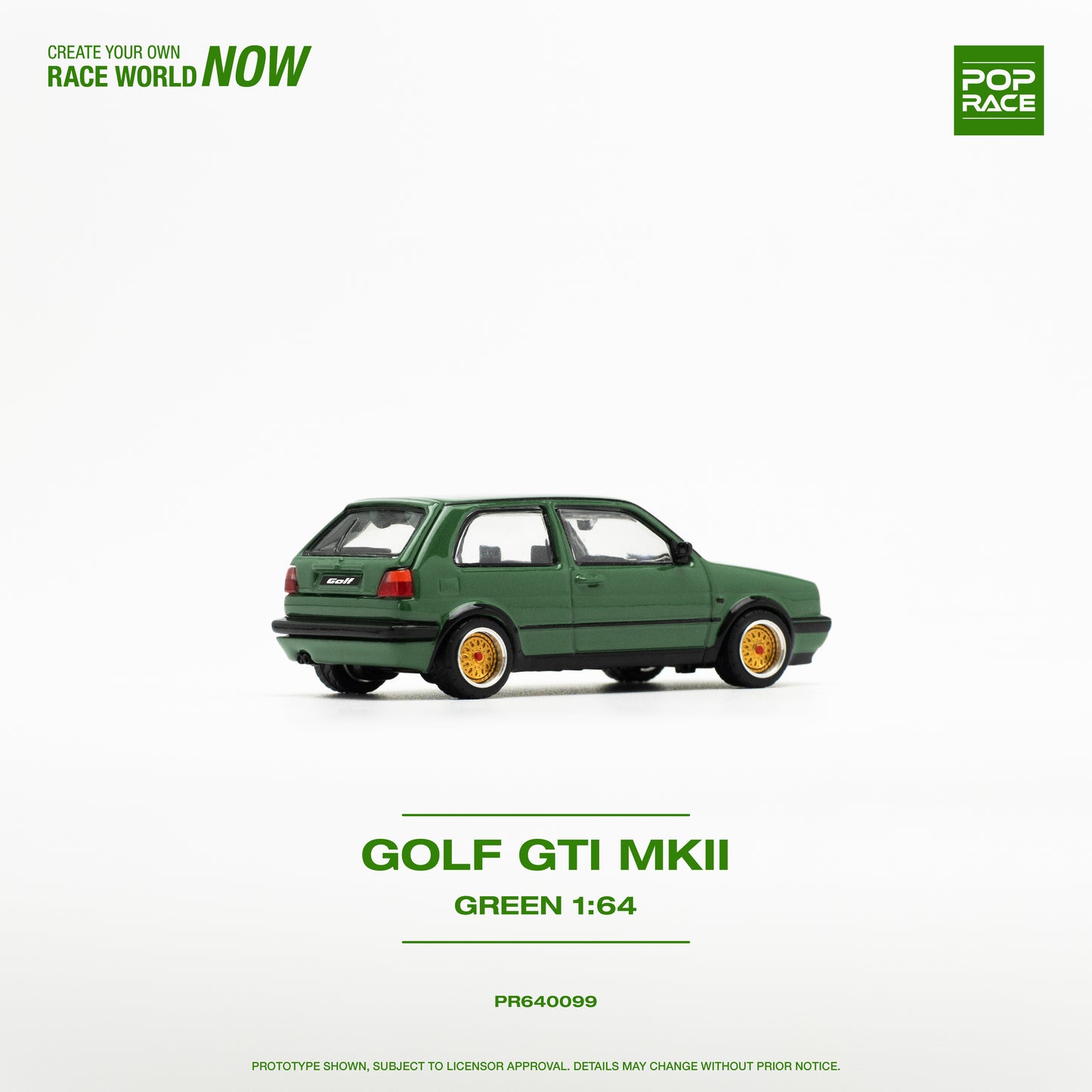 POP RACE Volkswagen Golf GTI MKII Oak Green 1:64 - PR640099