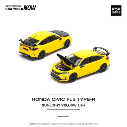 POP RACE Honda Civic FL5 TYPE-R Sunlight Yellow 1:64 - PR640062