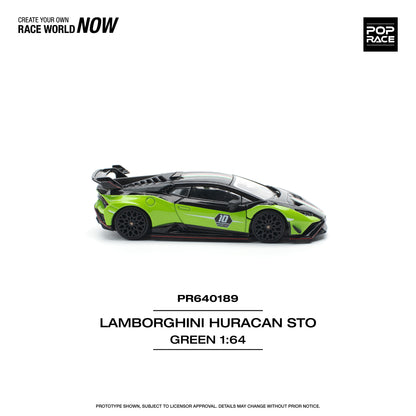 POP RACE Lamborghini Huracan STO (LP640-2) 10 Anniversario - Green/Black 1:64 - PR640189