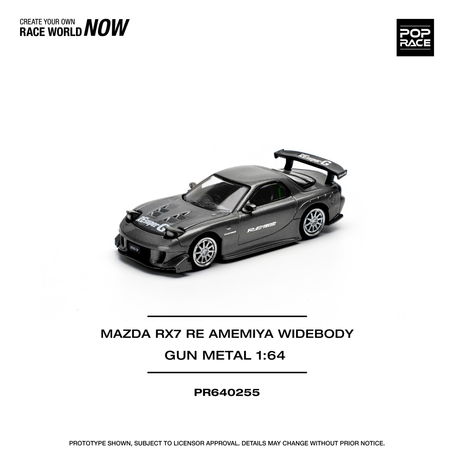 POP RACE Mazda RX7 Re-Amemiya - Gun Metal 1:64 - PR640255