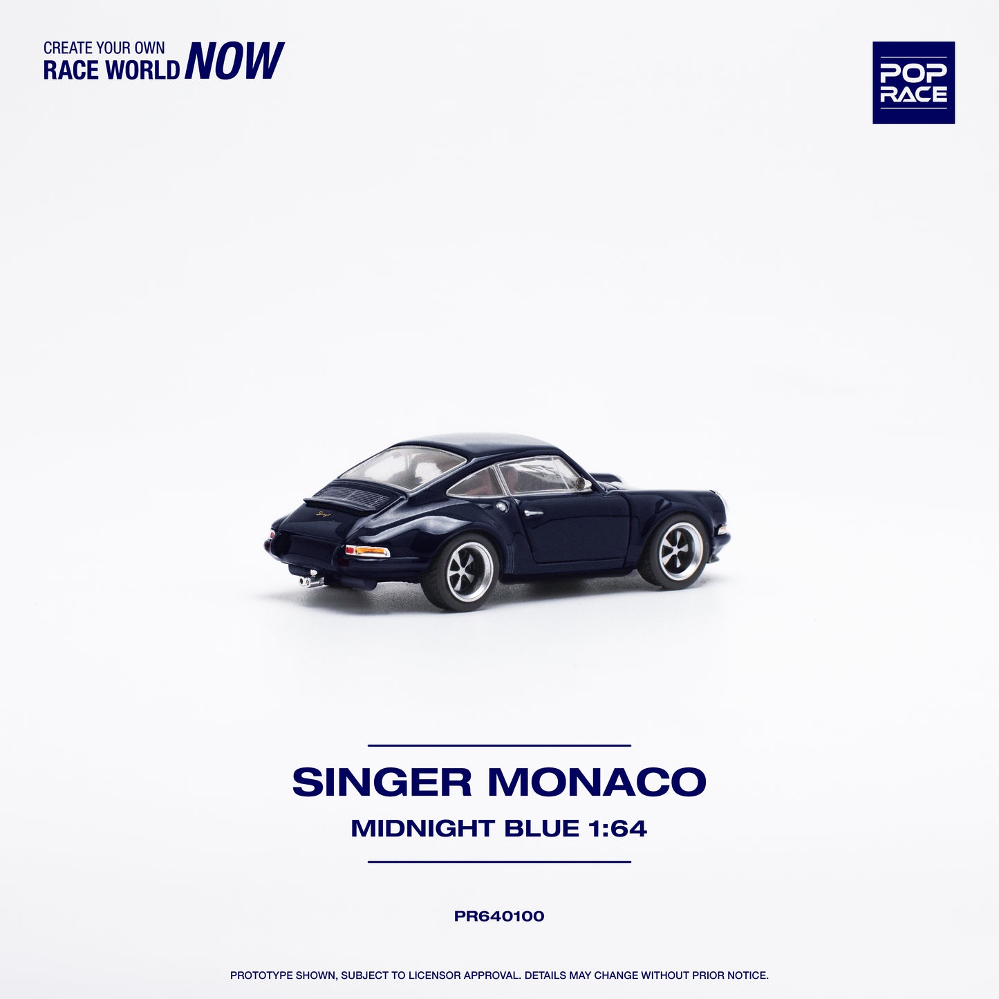 POP RACE Porsche Singer Monaco Midnight Blue 1:64 - PR640100