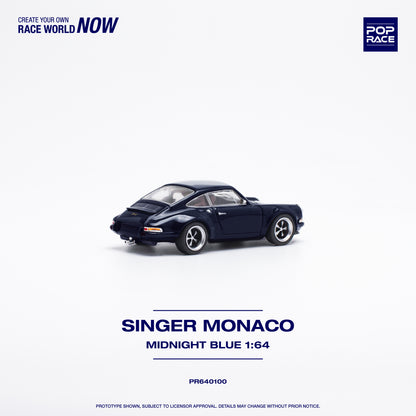 POP RACE Porsche Singer Monaco Midnight Blue 1:64 - PR640100