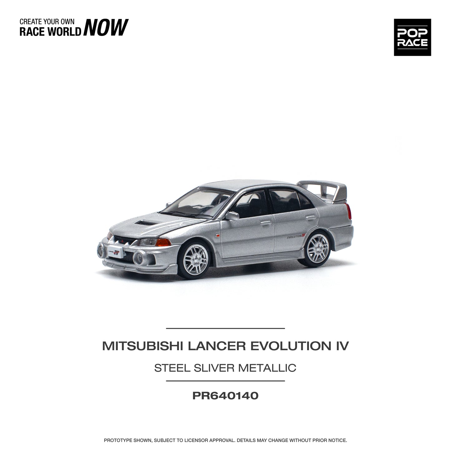 POP RACE Mitsubishi Lancer Evolution IV Steel Silver 1:64 - PR640140