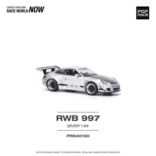 POP RACE Porsche RWB 997 Silver 1:64 - PR640130