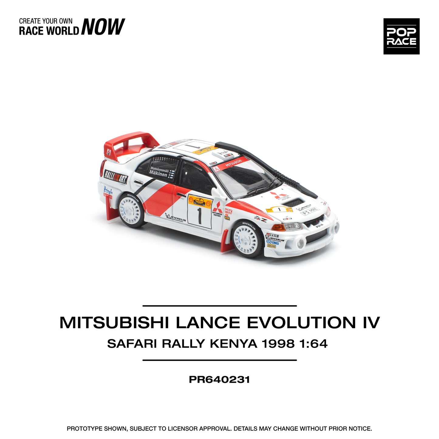 POP RACE Mitsubishi Lancer Evolution IV Safari Rally Kenya 1998 1:64 - PR640231