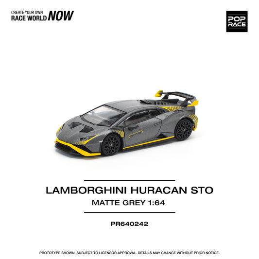 POP RACE Lamborghini Huracan STO Matte Grey 1:64 - PR640242