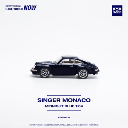 POP RACE Porsche Singer Monaco Midnight Blue 1:64 - PR640100