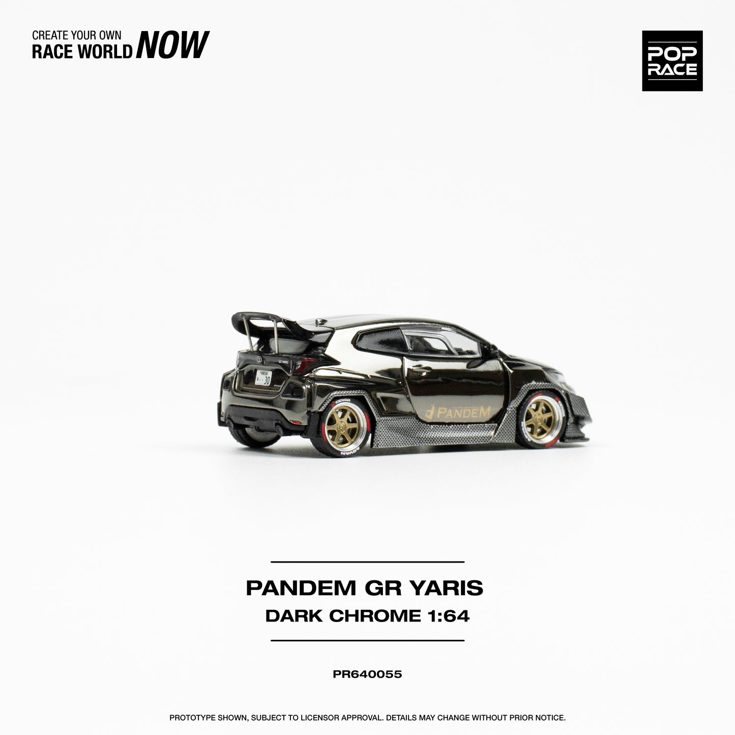 POP RACE Pandem Toyota GR Yaris Dark Chrome 1:64 - PR640055